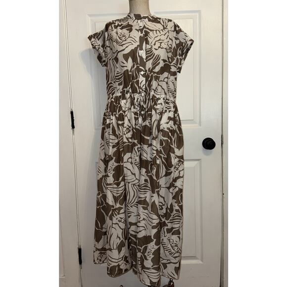 AYR The Sway Teak Floral Print Size XS E2273 Brown White Print Maxi - Picture 1 of 9